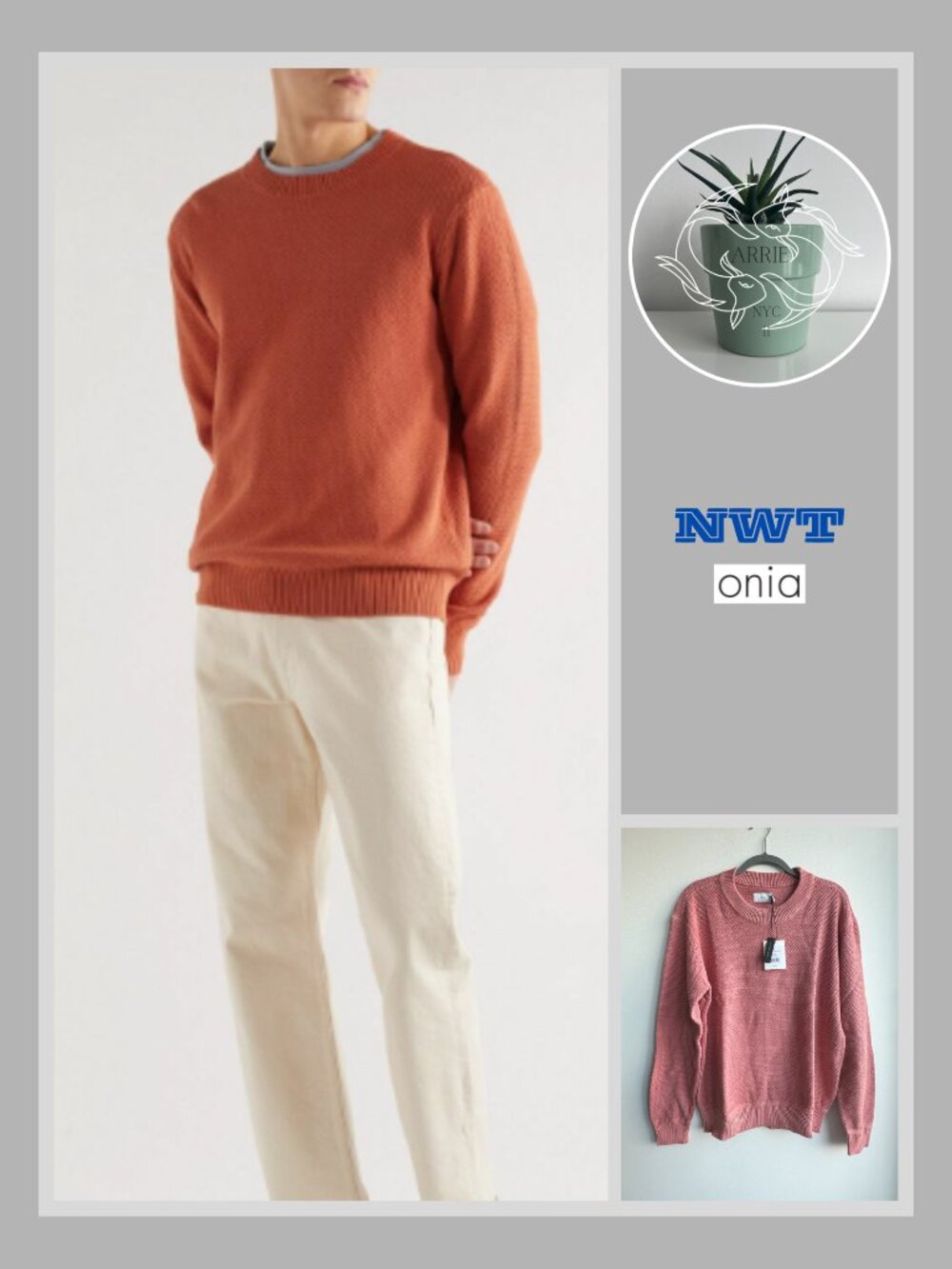 Onia - Men's Waffle-Knit Cotton Sweater - Rose Dawn Pink (M)